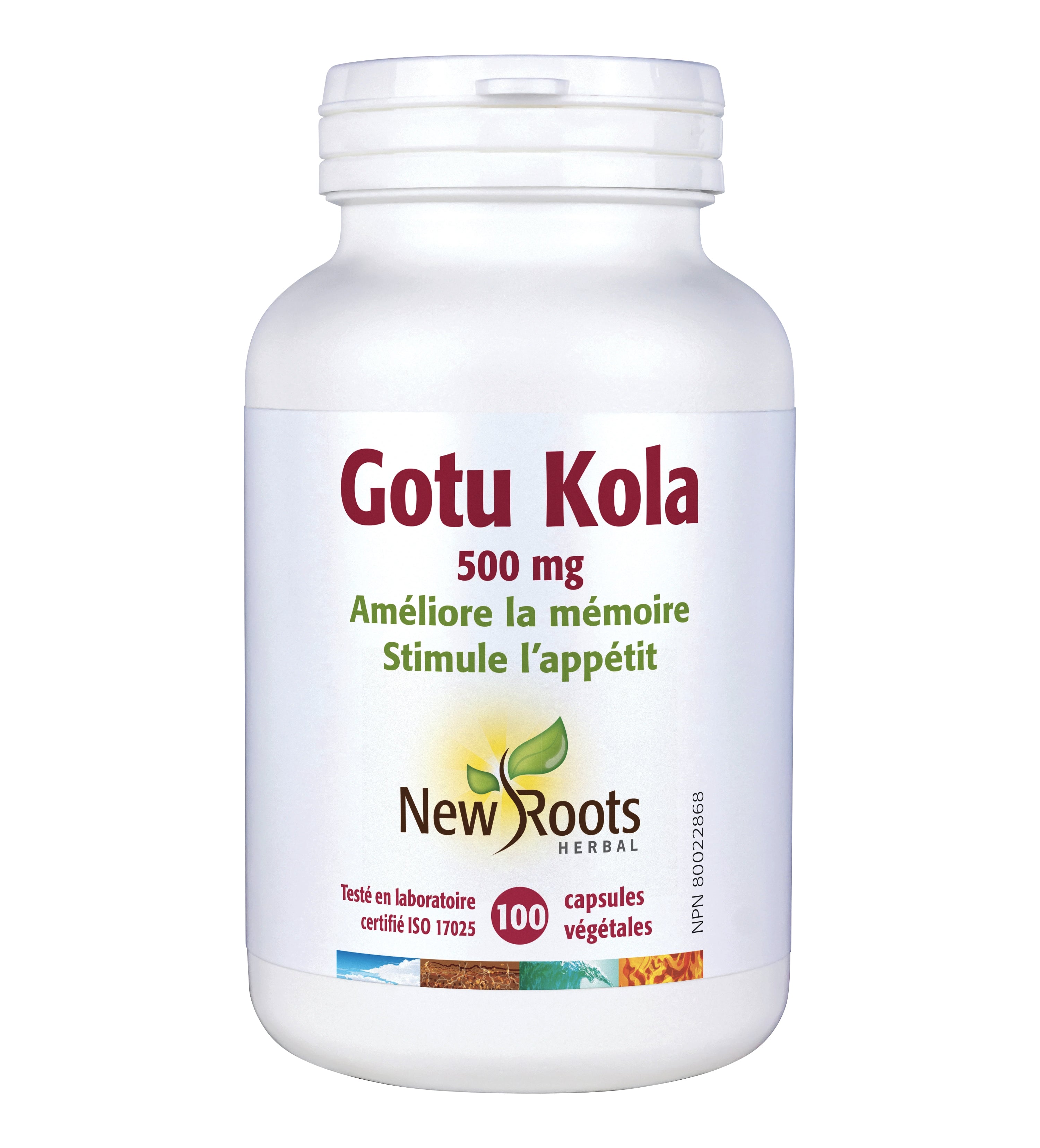 Gotu Kola 500mg - Améliore la mémoire - New Roots - 100 capsules
